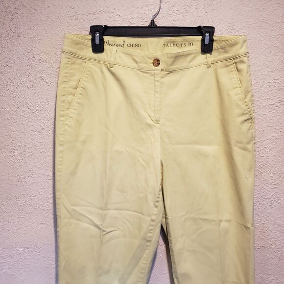 Talbots Pants Womens 10 Yellow Weekend Chino Stretch Pockets Skinny Leg Casual - Picture 3 of 9